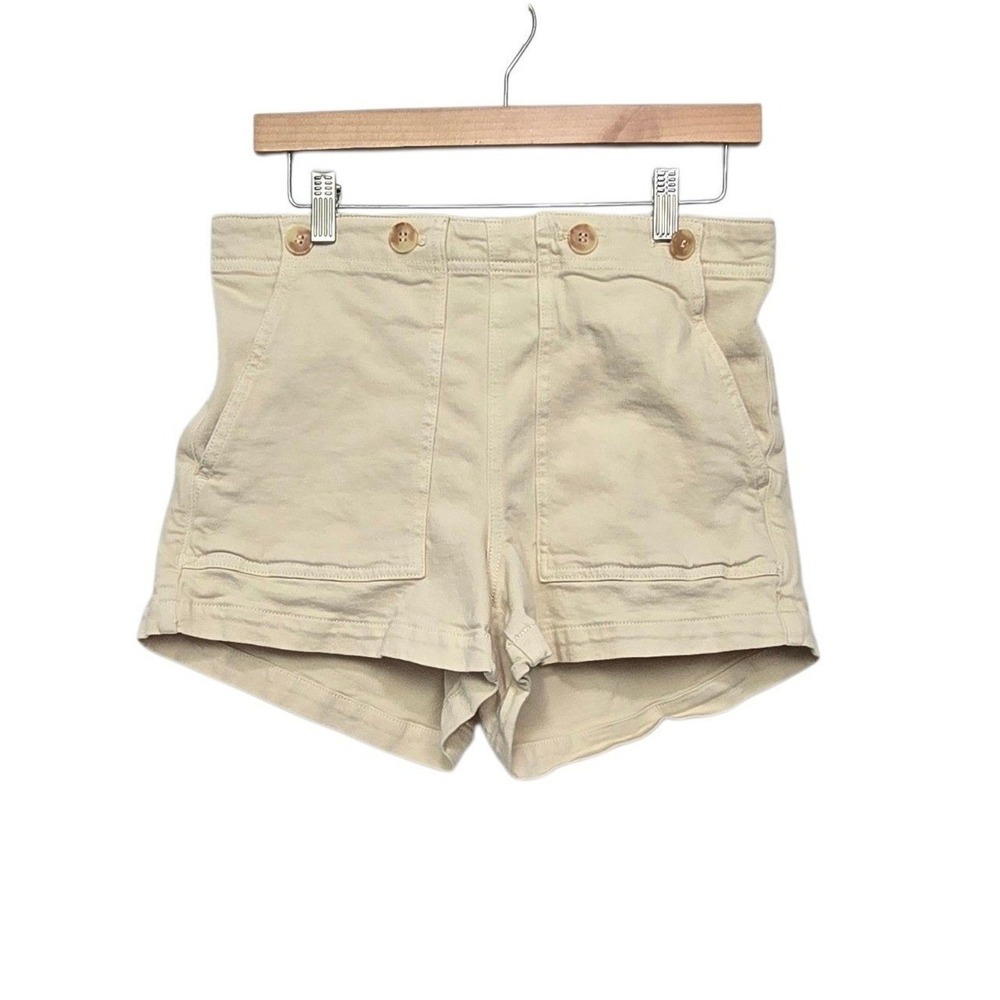 Pilcro and the Letterpress Cream Cotton Hemp Cinch Back Utility Shorts Size 29